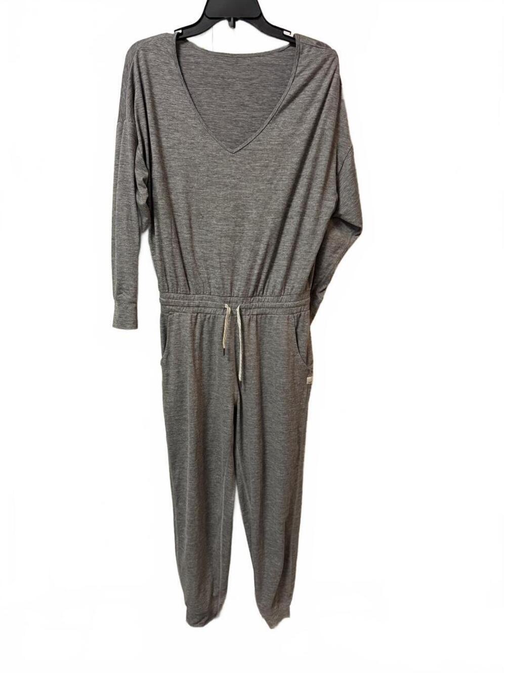 Vuori Women's Grey long sleeve v neck jumpsuit sz M